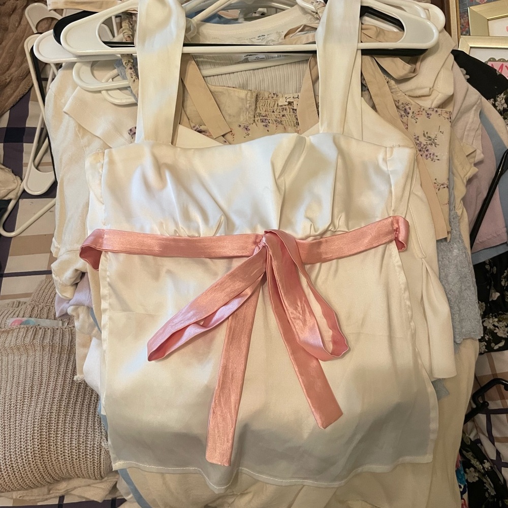 Coquette silky tank top